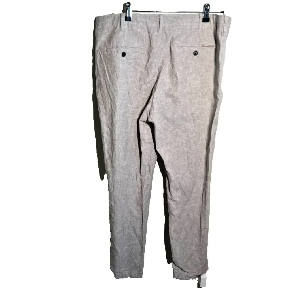 Perry Ellis Pants Mens 34x30 Tan Linen Blend Coastal Preppy Resortwear‎ Wedding